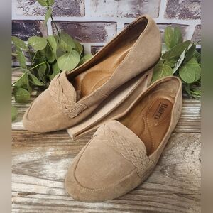 Born Mirror Braided Taupe Suede Comfy Loafers 7 Casual Bohemian Classic Preppy
